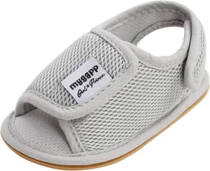EnJoCho Baby Sport Shoes Baby Girls Rubber Mesh Non-Slip Boys Sandals Flat Shoes Shoes Soft Sole Walking Baby Shoes (Grey, 13-18M)