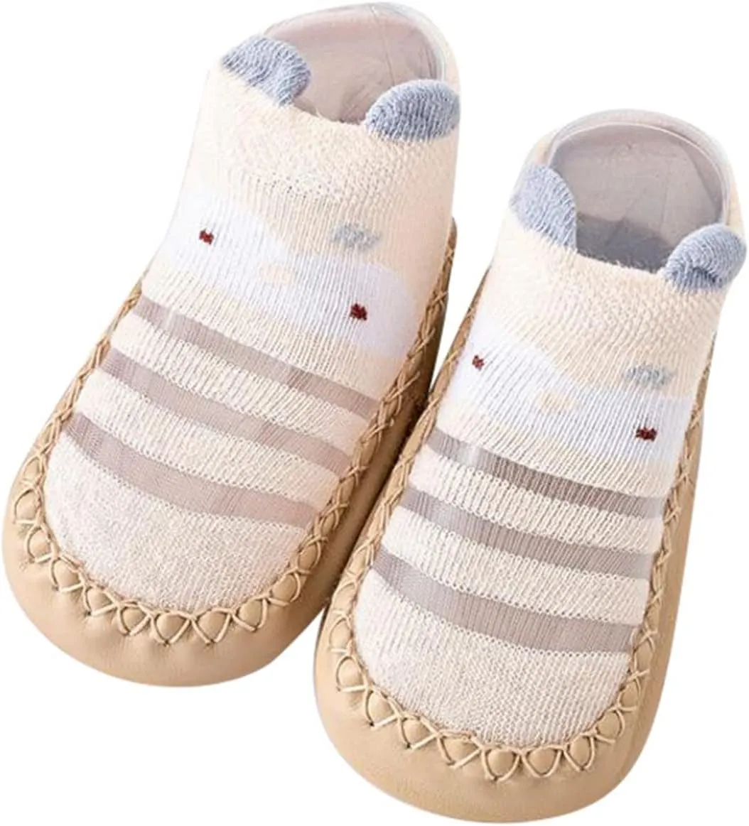 EnJoCho Children Cartoon Shoes for Autumn Infant Toddler Shoes Soft Sole Toddler Shoes Bow Glitter Sequins Non (Khaki, 6 Months)