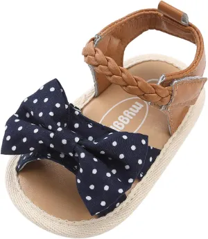 EnJoCho Chldren Non-Slip Shoes Girls Soft Dress Walking Flat Sole Sandals Bow Baby Shoes Rubber Baby Shoes Summer (Dark Blue, One Size)