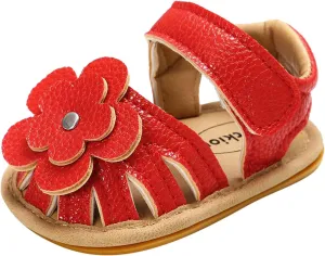 EnJoCho Cute Sandals Soft Baby Flower Girls Non-Slip Flat Rubber Sole Shoes Walking Boys Baby Lightwight Shoes (Red, 4Xmm)