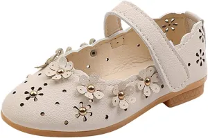 EnJoCho Girls Princess Shoes Sandal Flower Shoes Hollow Flower Shoes Sandals Soft Sole Princess Sandals 1-11 Years Shoes (Beige, 15 Months)