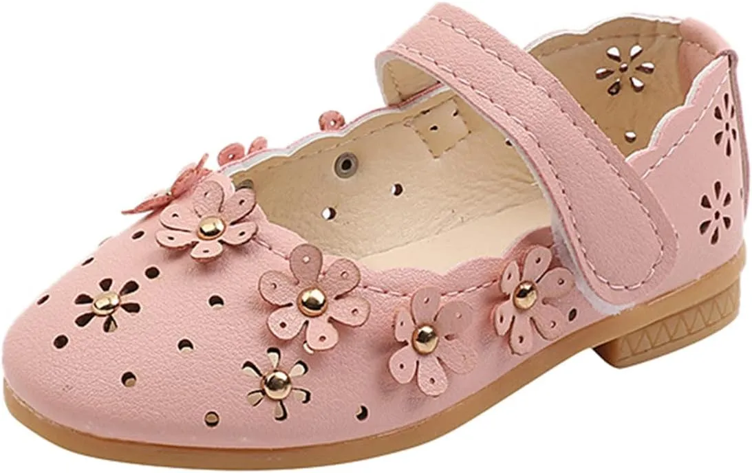 EnJoCho Girls Princess Shoes Sandal Flower Shoes Hollow Flower Shoes Sandals Soft Sole Princess Sandals 1-11 Years Shoes (Pink, 12 Months)
