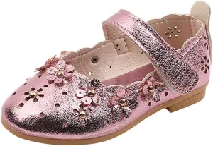 EnJoCho Girls Sandal Shoes Flower Shoes Hollow Flower Shoes Sandals Soft Sole Princess Sandals Baby Shoes 1-11 Years (Pink, 5.5 Years)