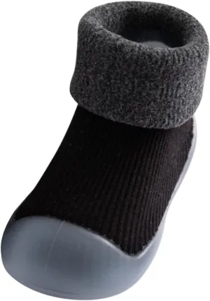 EnJoCho Kids Princess Shoes Girls Socks Slipper Soft Baby Boys Rubber Shoes Sole Solid Toddler Kids Knit (Black, 3-6 Months)