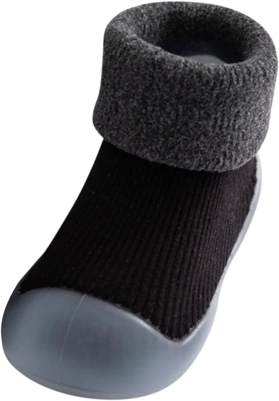 EnJoCho Kids Princess Shoes Girls Socks Slipper Soft Baby Boys Rubber Shoes Sole Solid Toddler Kids Knit (Black, 3-6 Months)