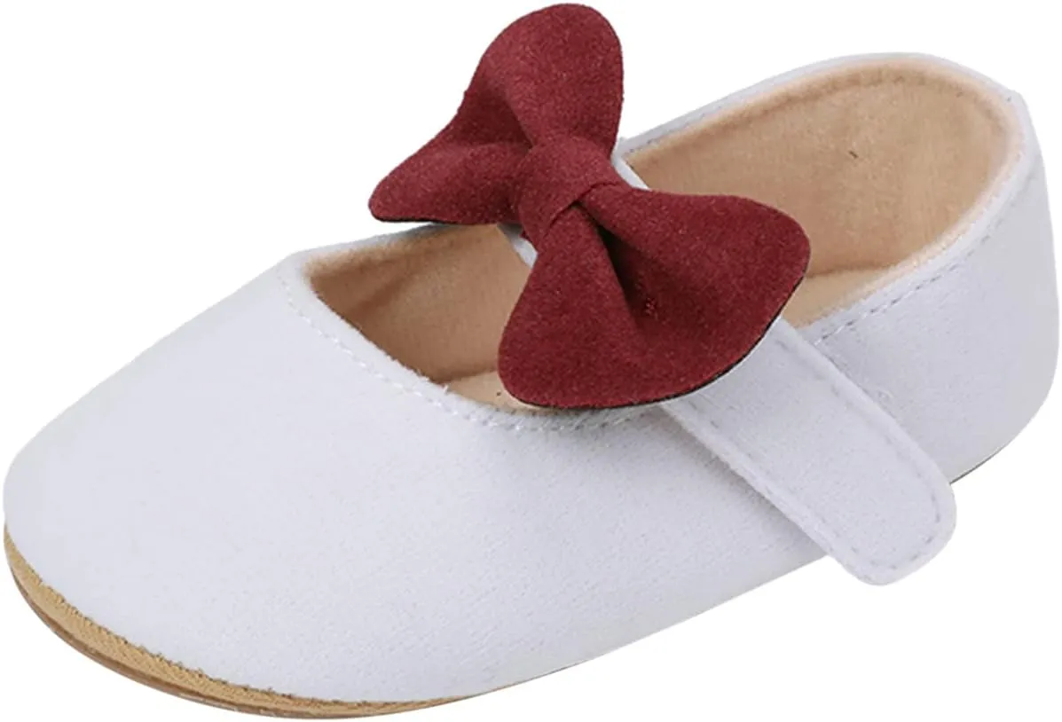 EnJoCho Kids Summer Sandals Toddler Kids Infant Girls Soild Colour Bowknot Princress Shoes Soft Sole The Floor Barefoot Non Slip First Walkers Prewalker Shoes