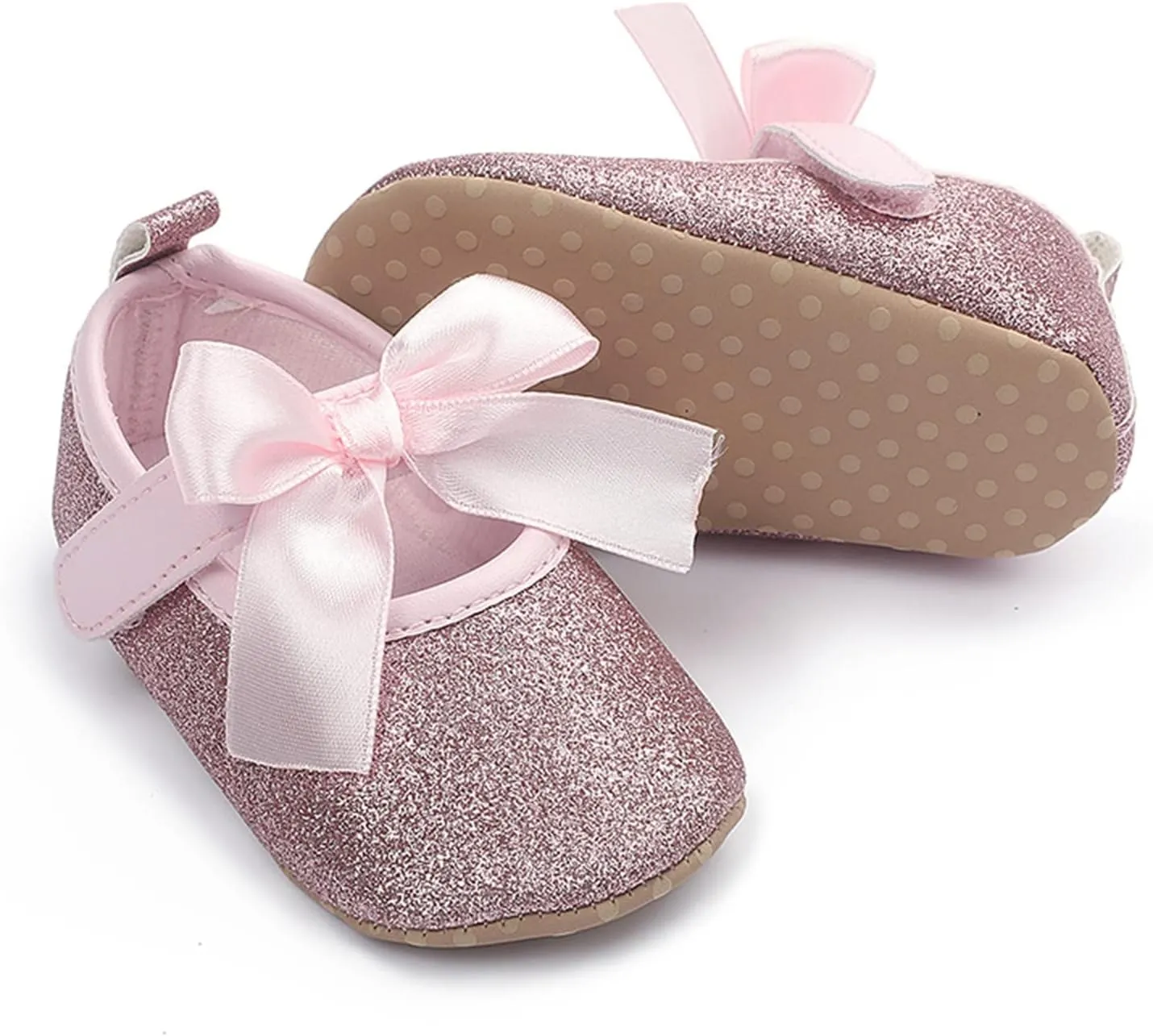 EnJoCho Running Shoes for Children Toddler Kids Infant Girls Soild Colour Bowknot Princress Shoes Soft Sole The Floor Barefoot Non Slip First Walkers Prewalker Shoes