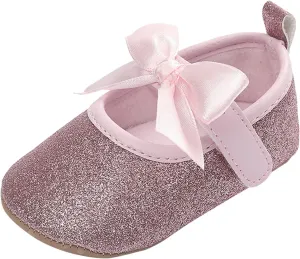 EnJoCho Running Shoes for Children Toddler Kids Infant Girls Soild Colour Bowknot Princress Shoes Soft Sole The Floor Barefoot Non Slip First Walkers Prewalker Shoes