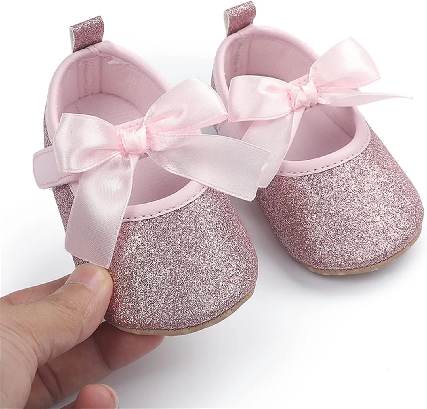 EnJoCho Running Shoes for Children Toddler Kids Infant Girls Soild Colour Bowknot Princress Shoes Soft Sole The Floor Barefoot Non Slip First Walkers Prewalker Shoes