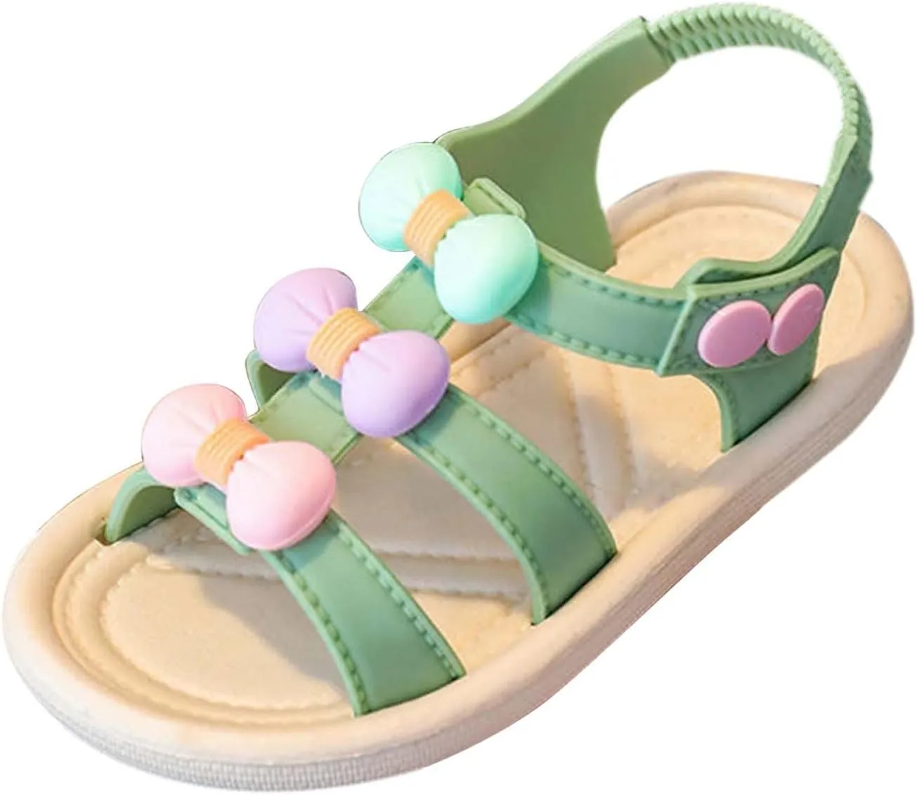 EnJoCho Sneakers for Kids Infant Toddler Shoes Soft Sole Non Slip Straw Soft Sole Beach Shoes Sweet Fashion Bow Sandals (Green, 4Years)