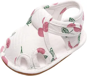 EnJoCho Sport Shoes for Baby Infant Toddler Shoes Soft Sole Non Slip Toddler Floor Shoes Fruit Cherry Print Sandals (Pink, 3Months)