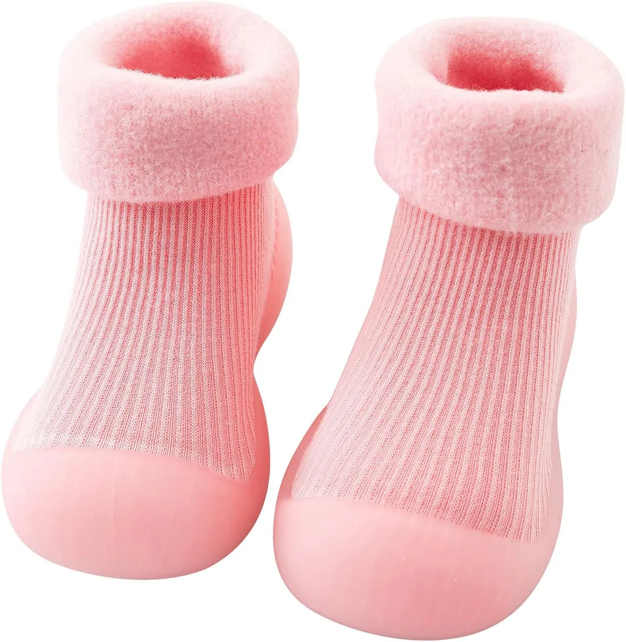 EnJoCho Toddler Running Shoes Kids Toddler Baby Boys Girls Solid Warm Knit Soft Sole Rubber Shoes Socks Slippers (Pink, 24)