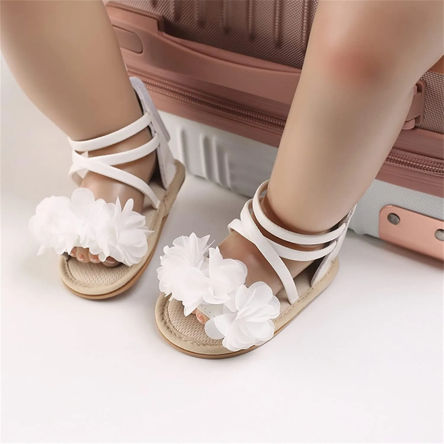 EnJoCho Toddler Tennis Shoes Kids Infant Girls Soild Colour Princress Sandals Soft Sole Non Slip First Walkers Prewalker Shoe (White, 0 Months)