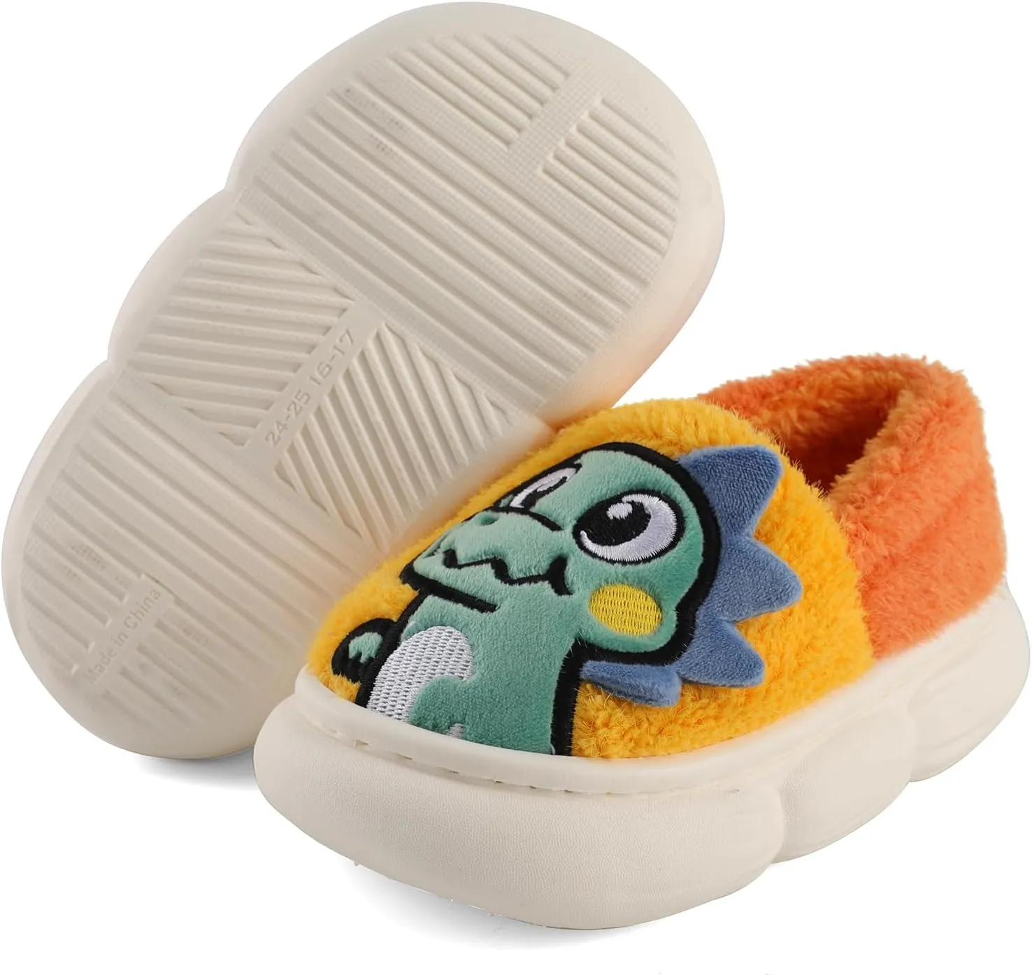 ESTAMICO Girls Cute Cartoon Slippers with Memory Foam Kids Plush Warm Winter House Shoes