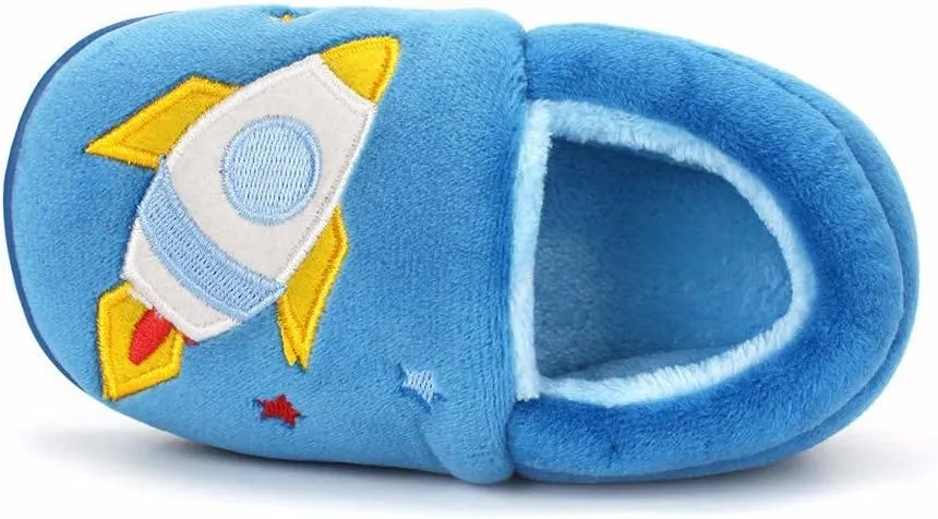 ESTAMICO Girls Cute Cartoon Slippers with Memory Foam Kids Plush Warm Winter House Shoes