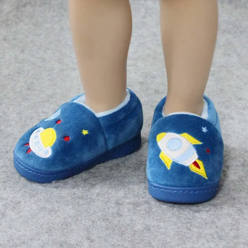 ESTAMICO Girls Cute Cartoon Slippers with Memory Foam Kids Plush Warm Winter House Shoes