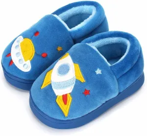 ESTAMICO Girls Cute Cartoon Slippers with Memory Foam Kids Plush Warm Winter House Shoes
