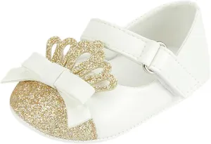 Fashion Crown Princess Shoes Little Kid Shoes Non Slip Soft Sole Walking Shoes Baby Shoes Infant Extra Wide