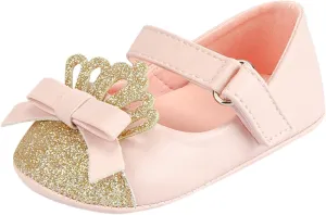 Fashion Crown Princess Shoes Little Kid Shoes Non Slip Soft Sole Walking Shoes Baby Shoes Toddler Daycare Shoes