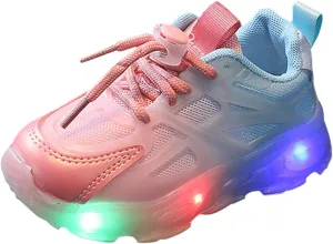 Fashion Light On LED Baby Shoes Casual Children Shoes Boy Sandals Soft Soled Kids Sport Shoes Big Girls Shoes Size 5 (Pink, 7.5 Infant)