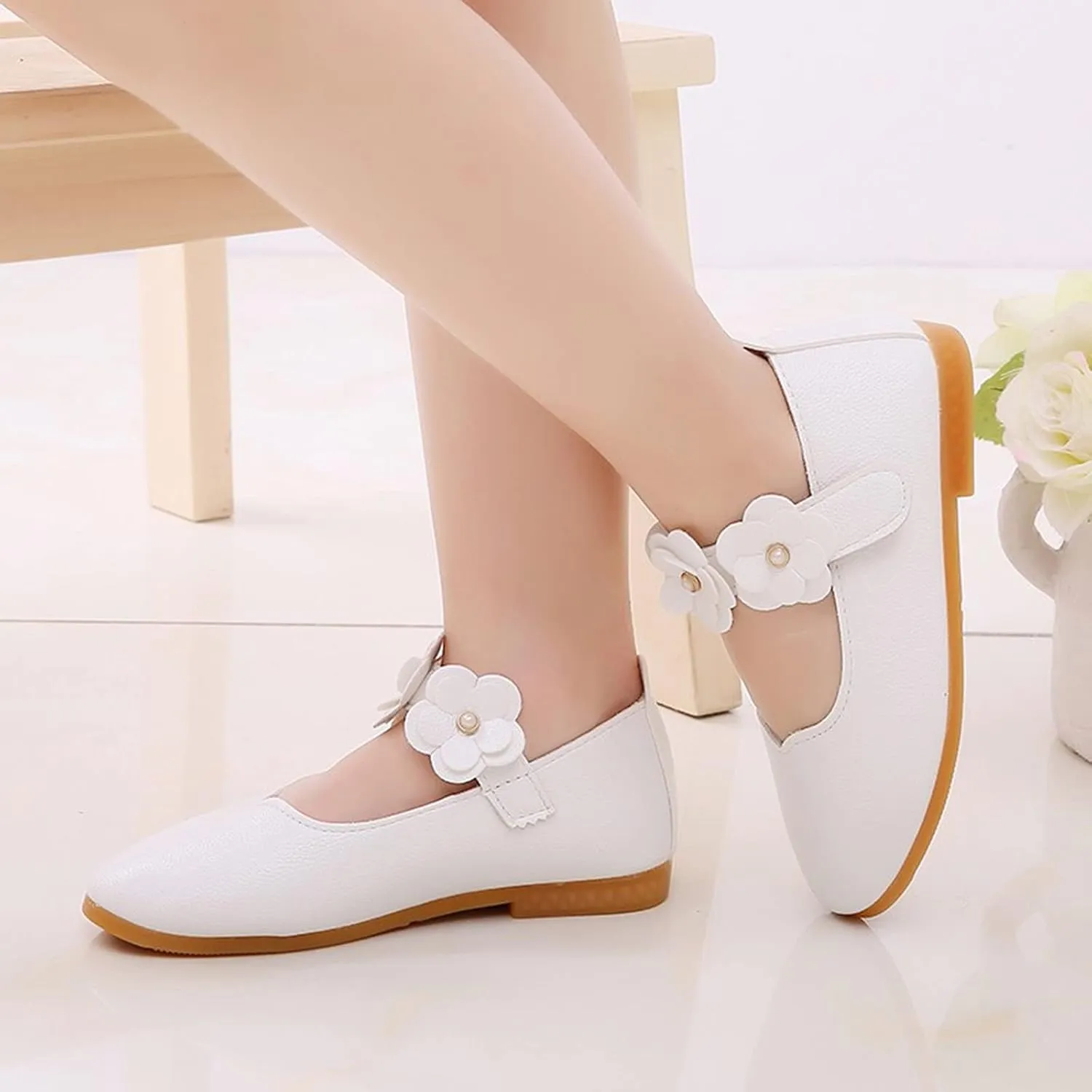 First Walking Shoes for Baby Girls Dance Flower Shoes Student Soft Solid Children Baby Girls Single Kid Baby Shoes Toddler Girl Walking Shoes 5