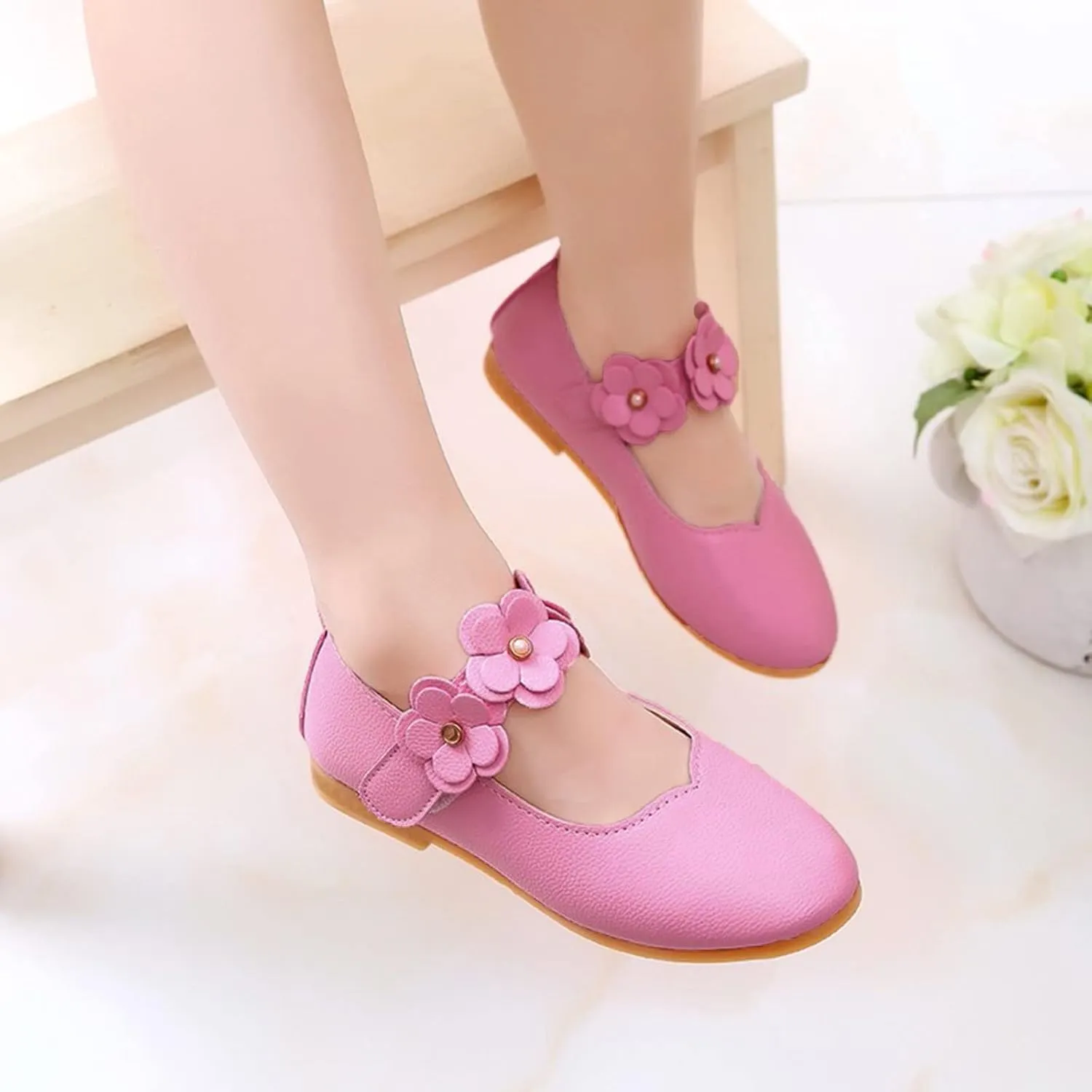 First Walking Shoes for Baby Girls Dance Flower Shoes Student Soft Solid Children Baby Girls Single Kid Baby Shoes Toddler Girl Walking Shoes 5