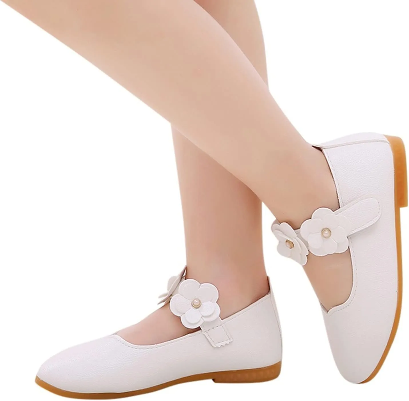 First Walking Shoes for Baby Girls Dance Flower Shoes Student Soft Solid Children Baby Girls Single Kid Baby Shoes Toddler Girl Walking Shoes 5