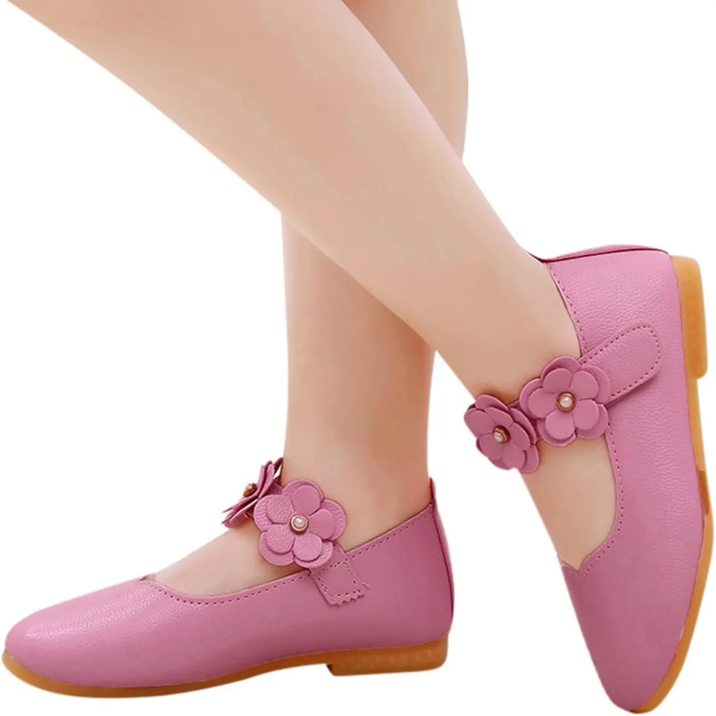First Walking Shoes for Baby Girls Dance Flower Shoes Student Soft Solid Children Baby Girls Single Kid Baby Shoes Toddler Girl Walking Shoes 5