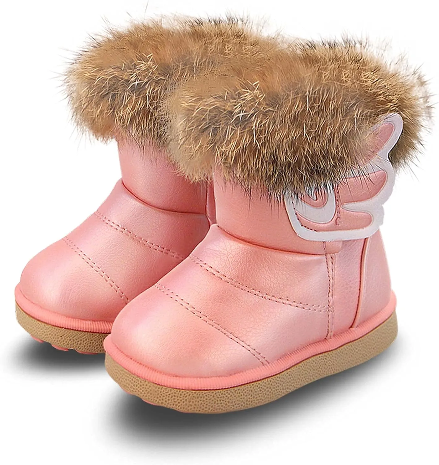 FJWYSANGU Toddler Girl Warm Winter Snow Boots Plush inner Outdoor Boots Waterproof Walking Shoes Flat Easy on for Toddlers Little Girls