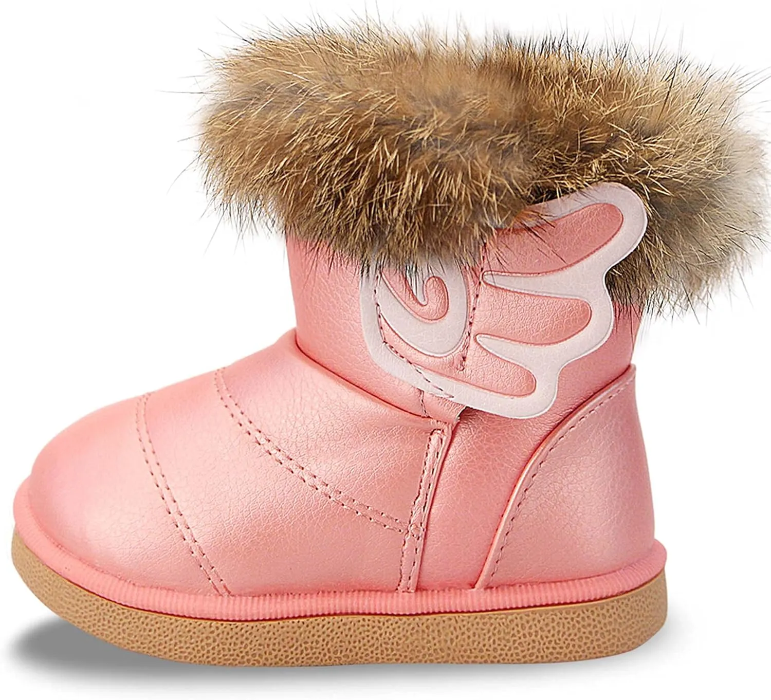 FJWYSANGU Toddler Girl Warm Winter Snow Boots Plush inner Outdoor Boots Waterproof Walking Shoes Flat Easy on for Toddlers Little Girls