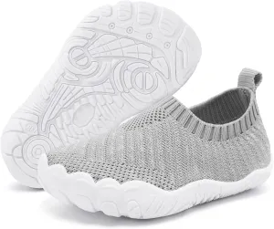 Girl Baby Walking Sock Shoes Boy Lightweight Indoor/Outdoor Infant Sneakers Mesh Non-Slip Breathable Sneakers Grey 6-12 Months