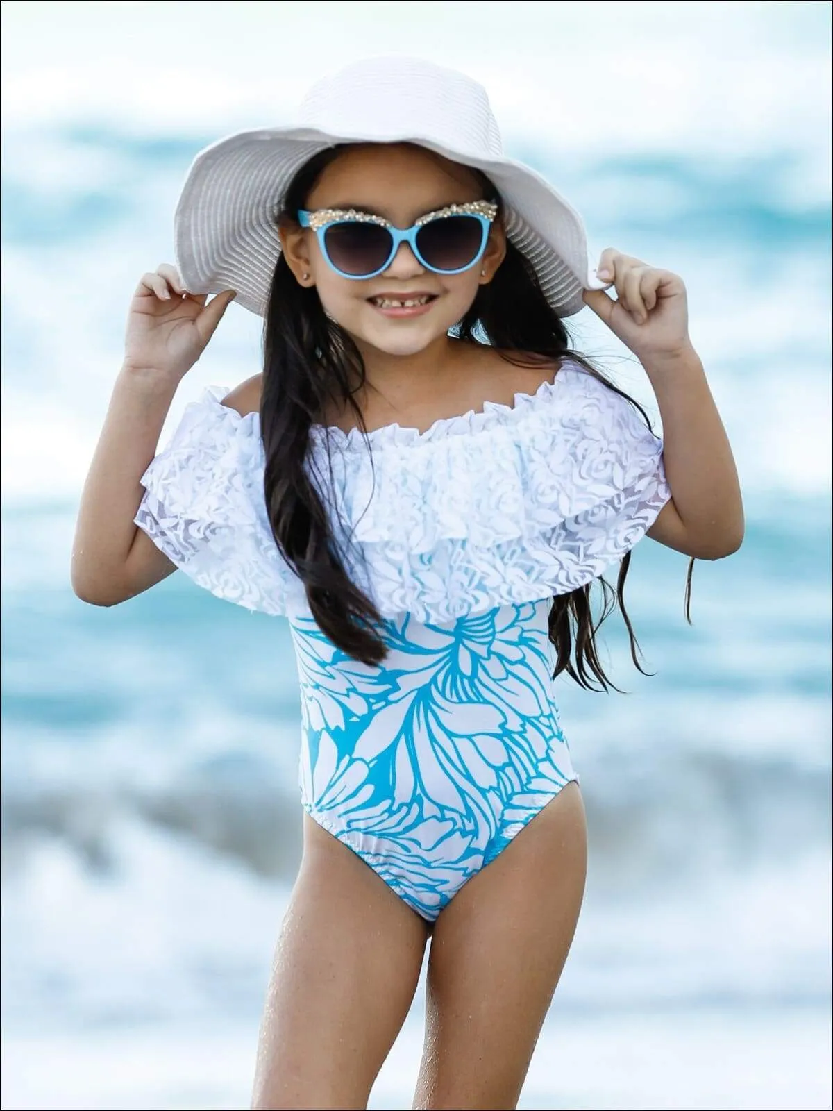 Girls Amazing Waves One Piece Swimsuit