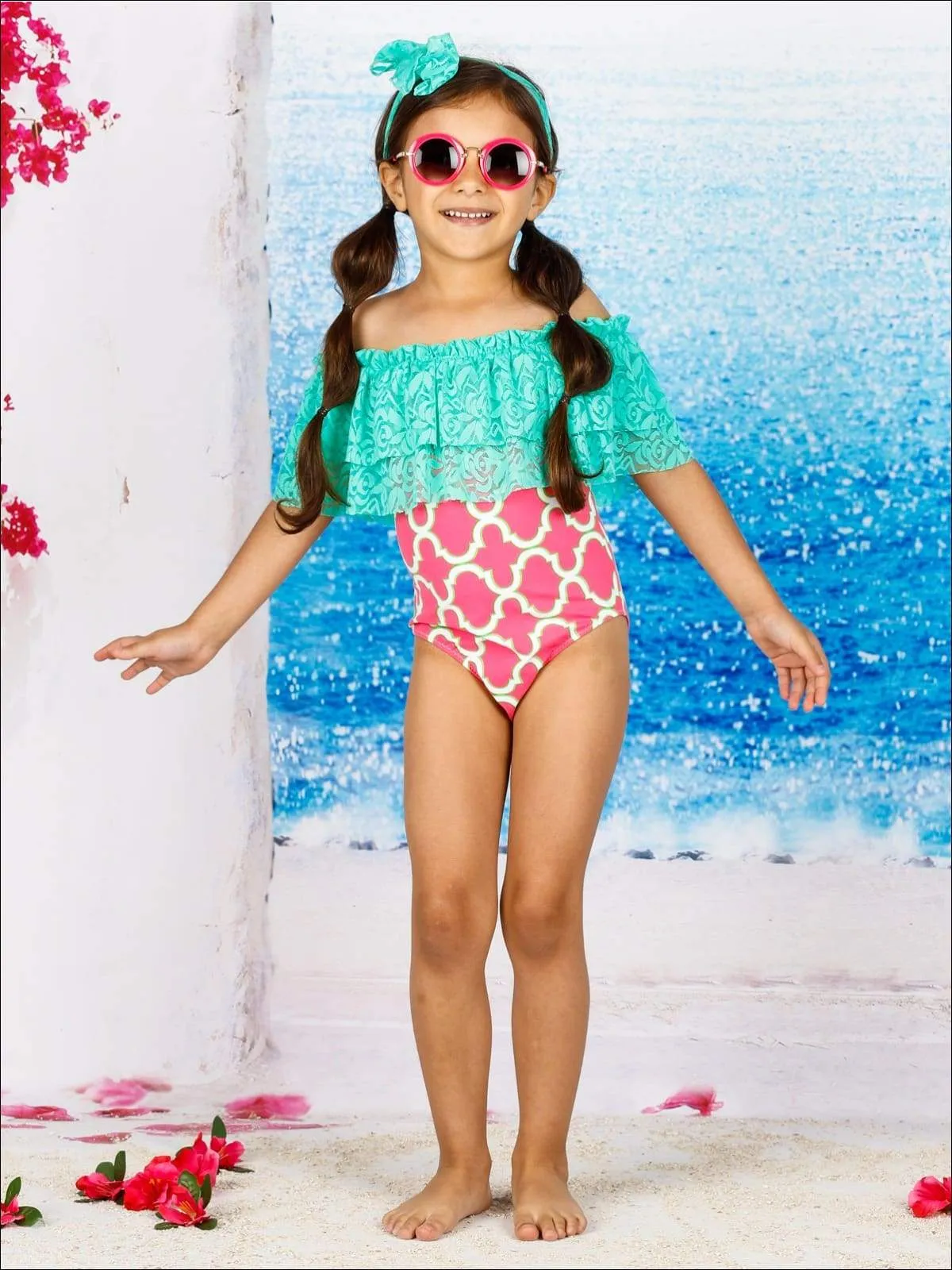Girls Amazing Waves One Piece Swimsuit
