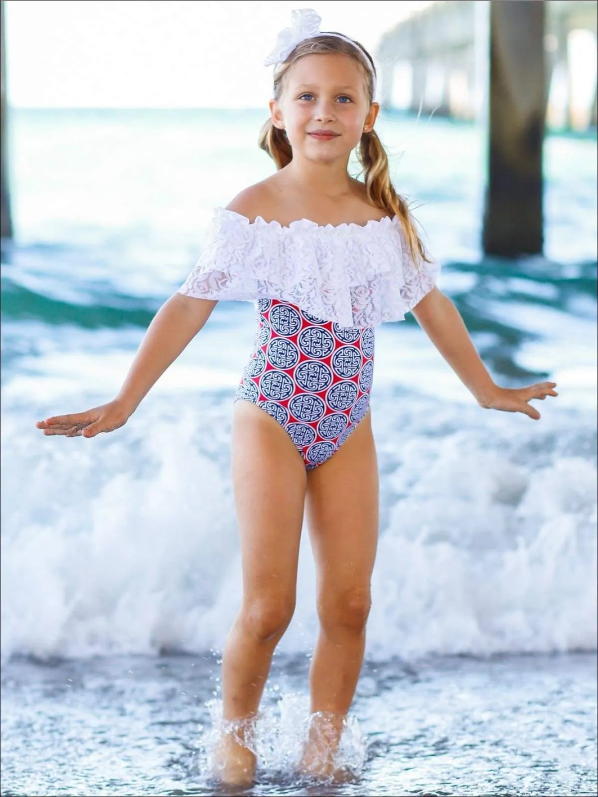Girls Amazing Waves One Piece Swimsuit