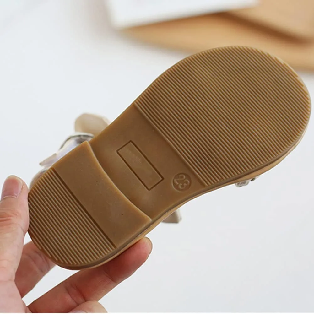 Girls Bowknot Leopard Kids Sandals Beach Summer Toddler Girls Open Toe PU Leather Sandals Princess Flat Shoes