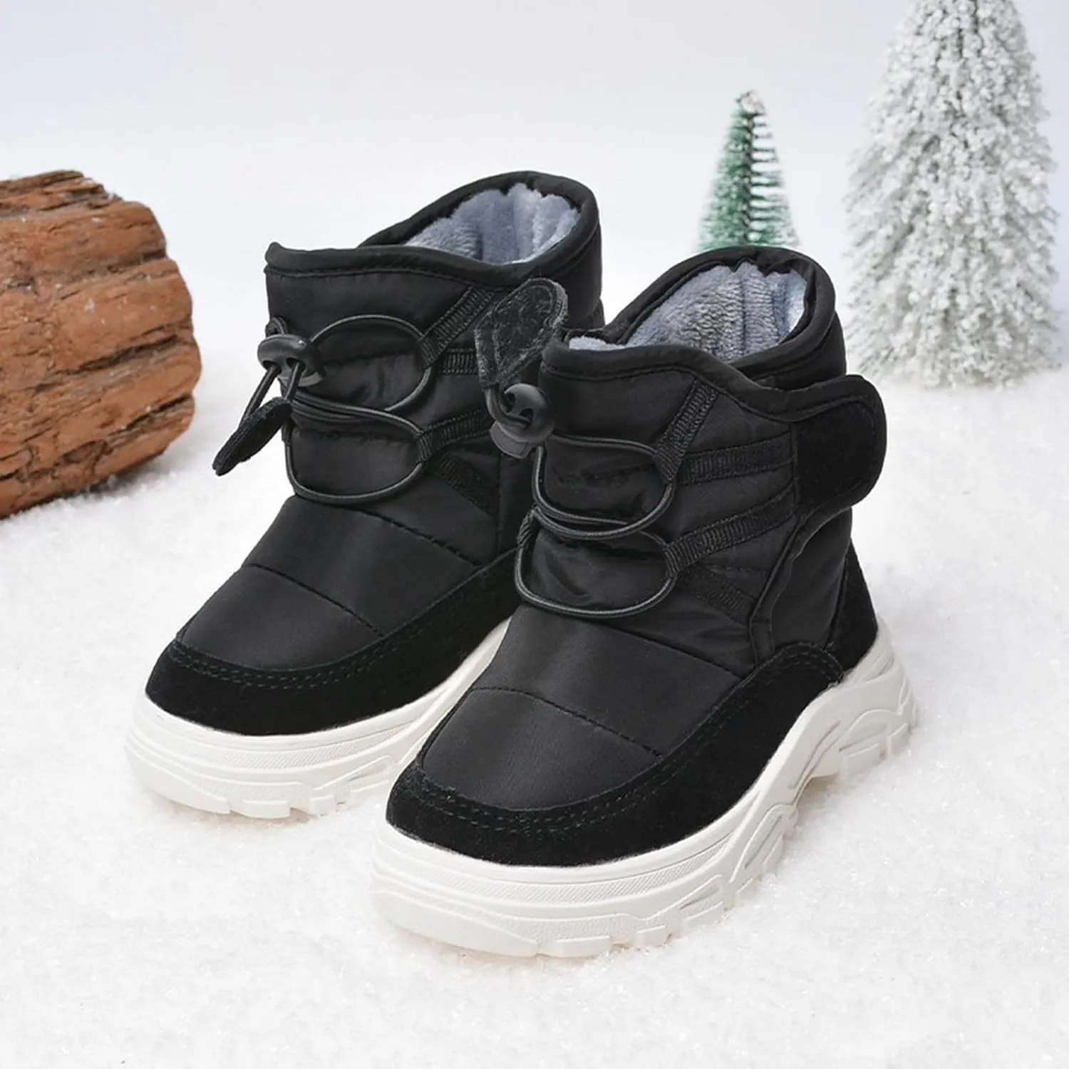 Girls Boys Plush Soft Sneaker Boot Slip esistant Outdoor Warm Snow Day Soft Sole Breathable Sports Ankle Shoes