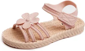 Girls Flower Flat Foam Sandals Soft Rubber Summer Wide Shoes Baby Toddler Kids Girl Slip On Comfy Trendy Open Toe Shoes