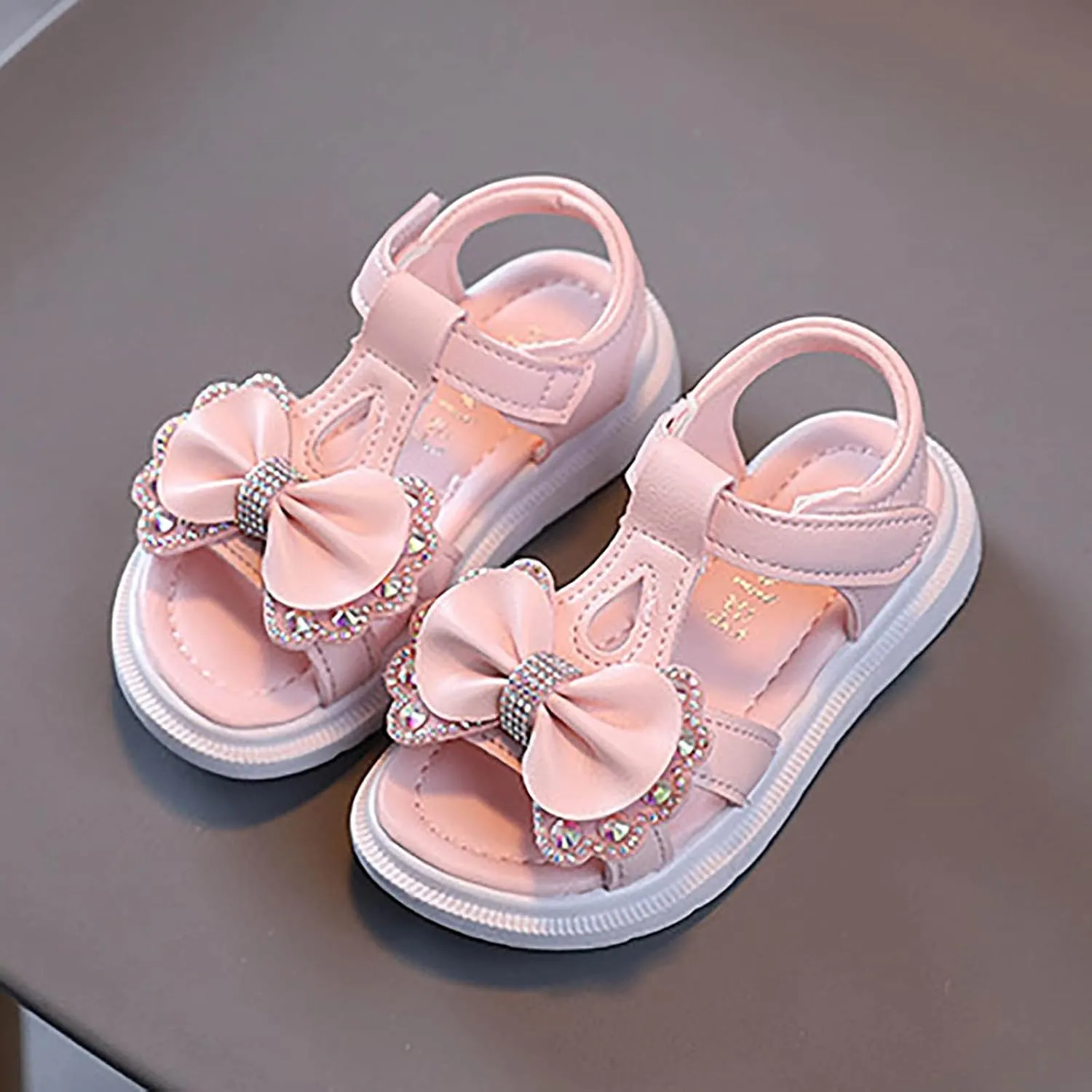 Girls Kids Foam Wide Sandals Bow Sequins Summer Slip On Shoes Casual Trendy Shower Baby Toddler First Walking Sandals