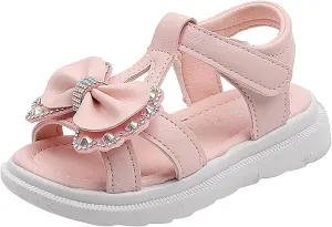 Girls Kids Foam Wide Sandals Bow Sequins Summer Slip On Shoes Casual Trendy Shower Baby Toddler First Walking Sandals