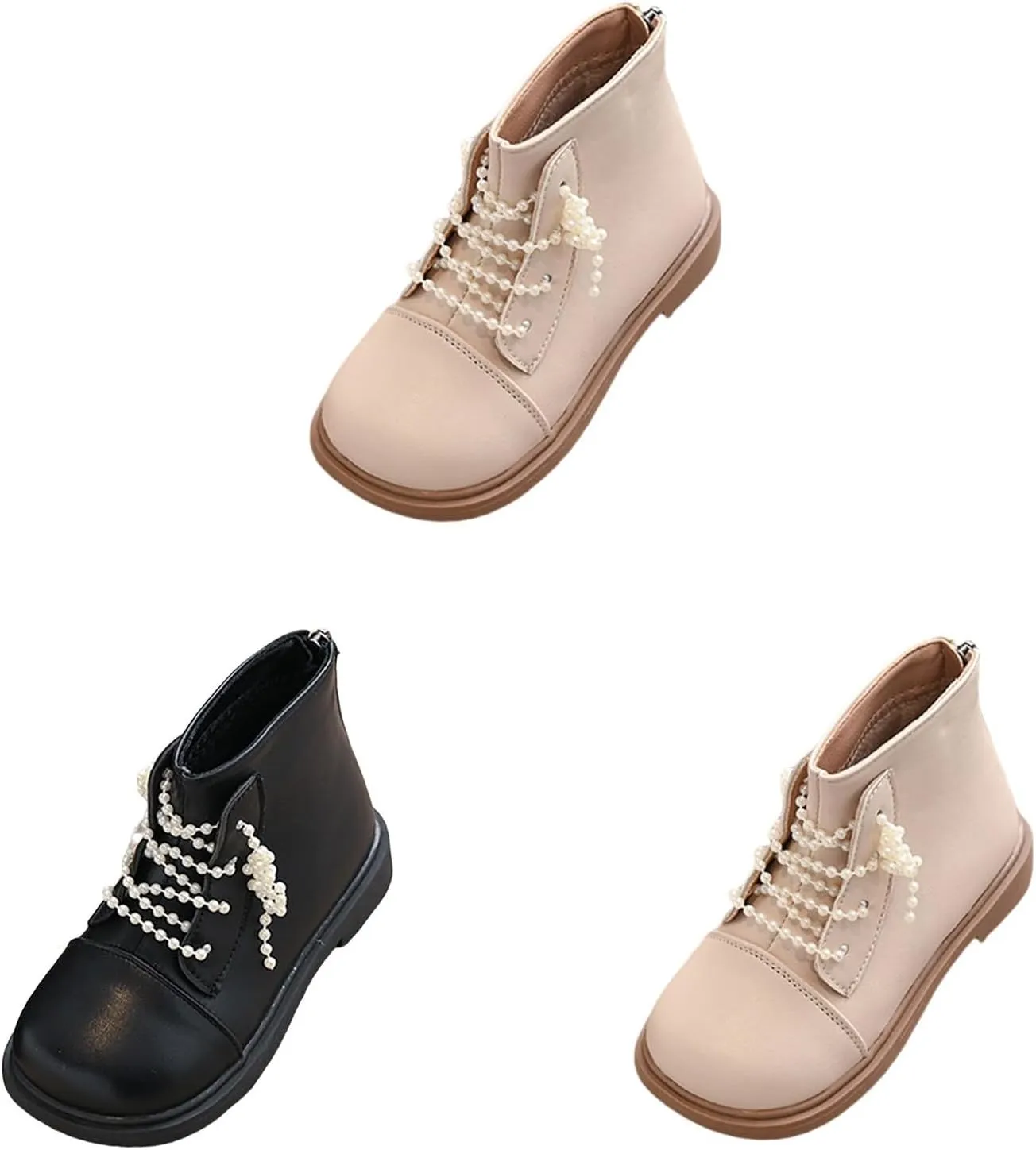 Girls Mary Jane Boots Waterproof Back Zipper Ankle Boots Lace Up Low Calf Boots Girls Dress Shoes Short Shoes