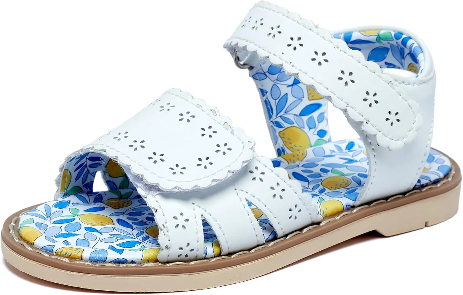Girls' Sandals With Open Toe Double Buckle Summer Shoes, Genuine Leather Soft Anti Slip Flat Sandals (Girl/Children)