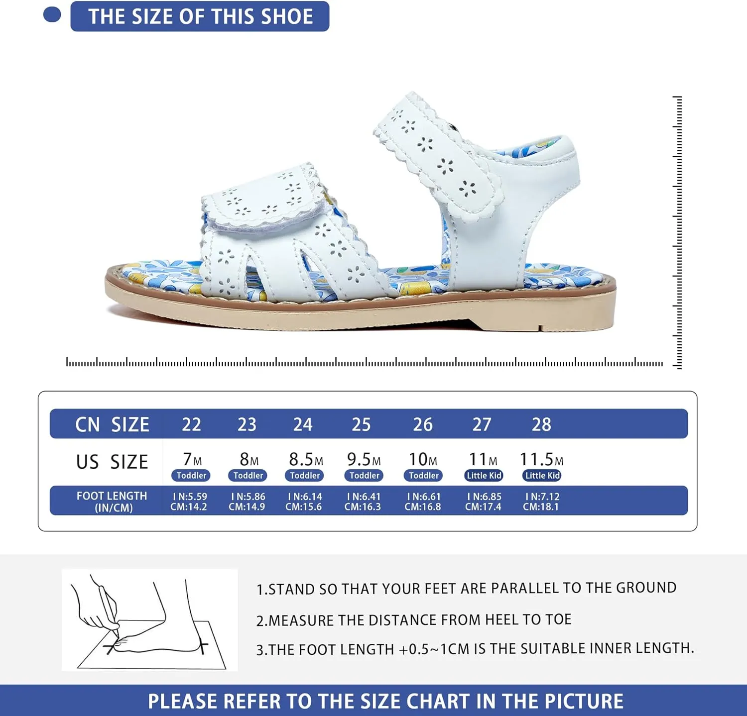 Girls' Sandals With Open Toe Double Buckle Summer Shoes, Genuine Leather Soft Anti Slip Flat Sandals (Girl/Children)