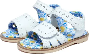 Girls' Sandals With Open Toe Double Buckle Summer Shoes, Genuine Leather Soft Anti Slip Flat Sandals (Girl/Children)