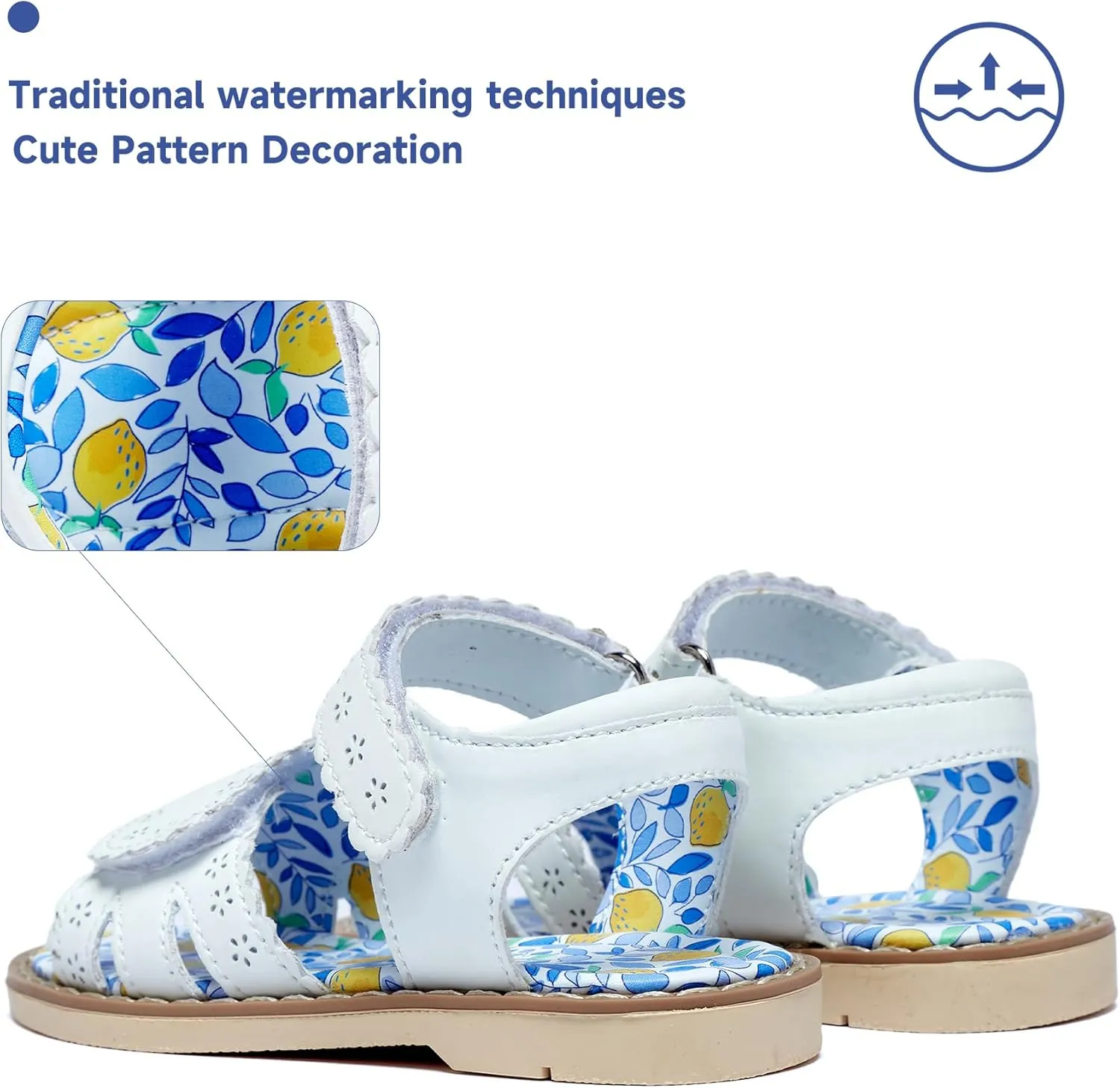 Girls' Sandals With Open Toe Double Buckle Summer Shoes, Genuine Leather Soft Anti Slip Flat Sandals (Girl/Children)