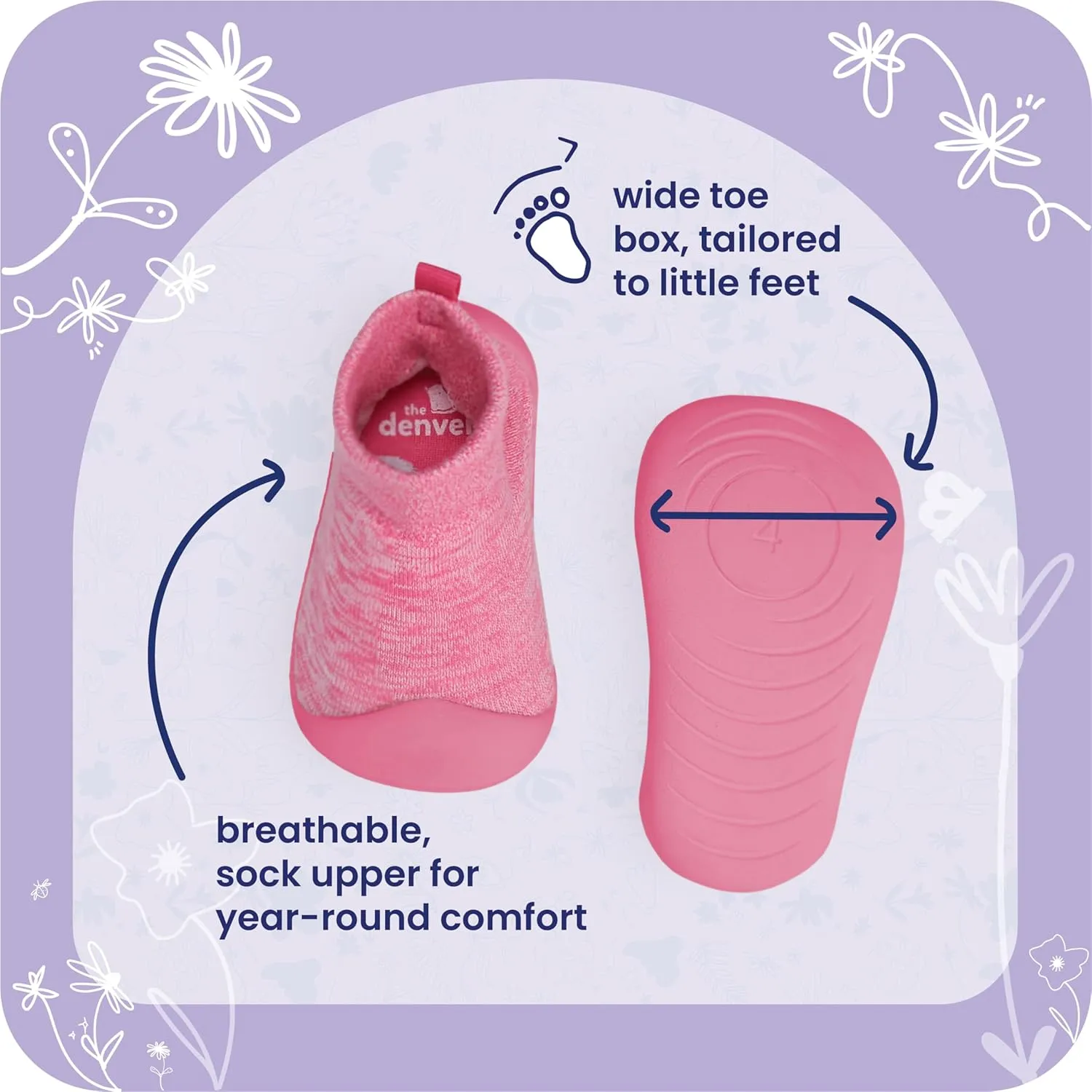 Goldbug The Denver Non-Slip Sock Shoes for Early Walkers with Natural Foot Development