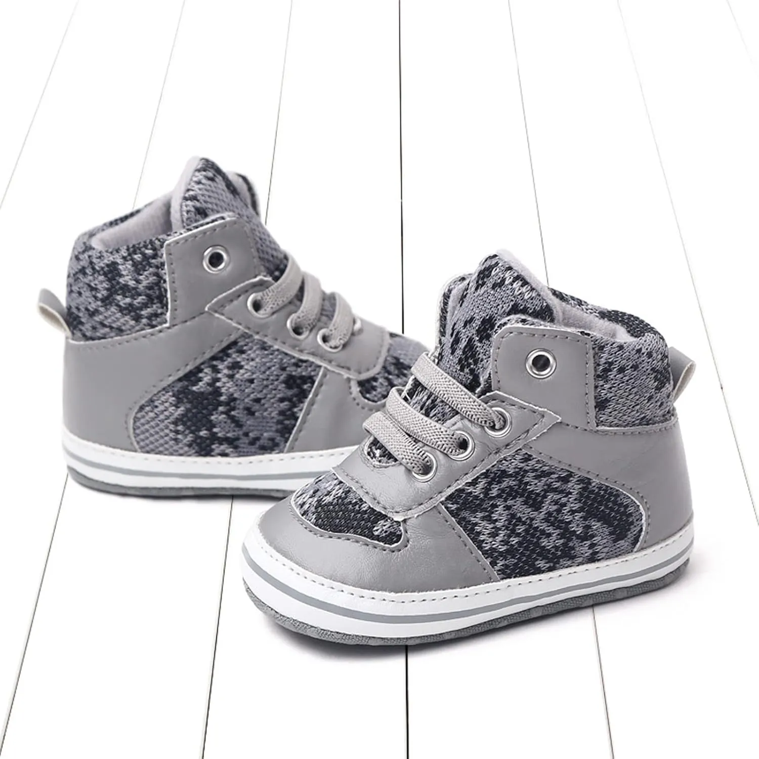 Infant Baby Girls Boys High Tops Ankle Sneakers Infant Newborn Soft Sole Anti-Slip Prewalker First Walking Shoes