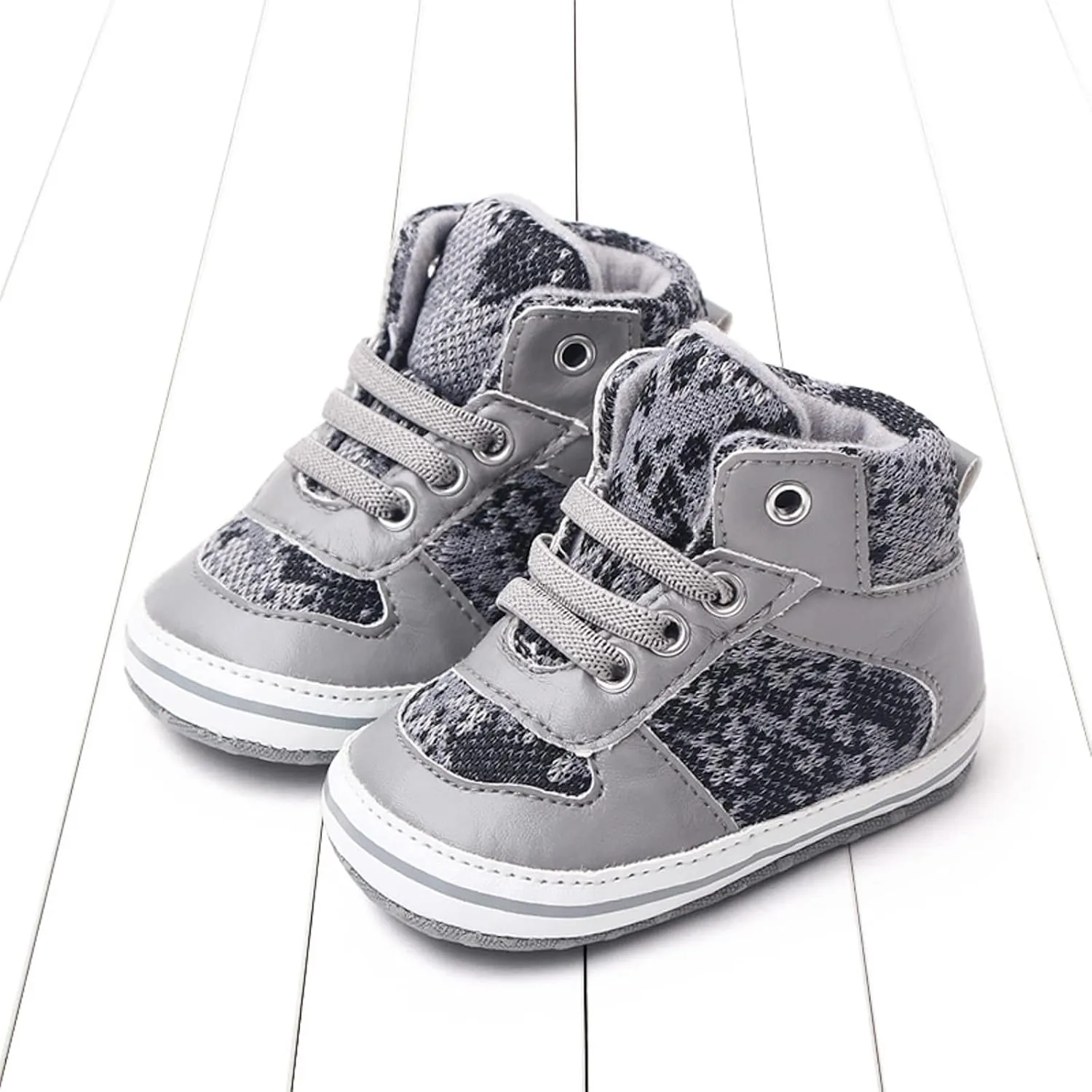 Infant Baby Girls Boys High Tops Ankle Sneakers Infant Newborn Soft Sole Anti-Slip Prewalker First Walking Shoes