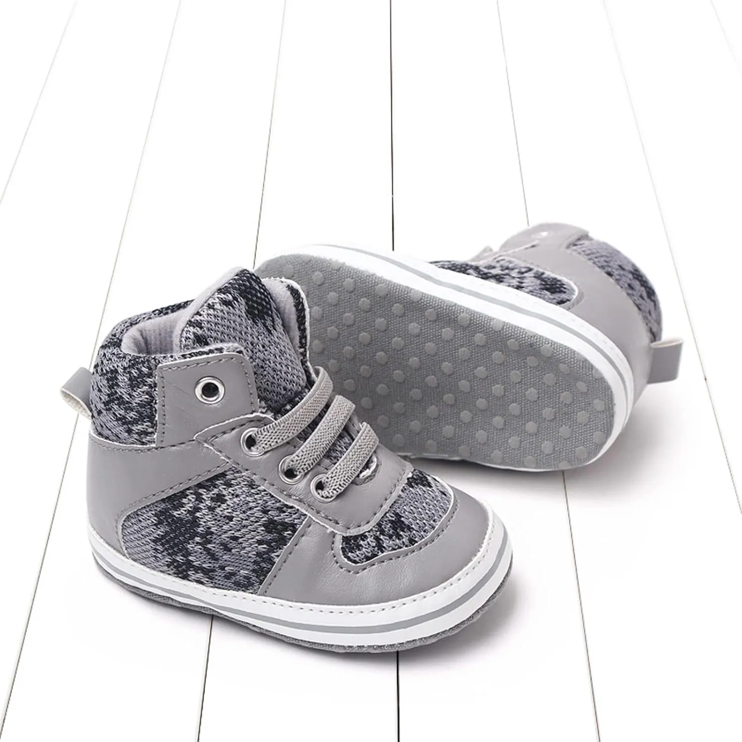 Infant Baby Girls Boys High Tops Ankle Sneakers Infant Newborn Soft Sole Anti-Slip Prewalker First Walking Shoes