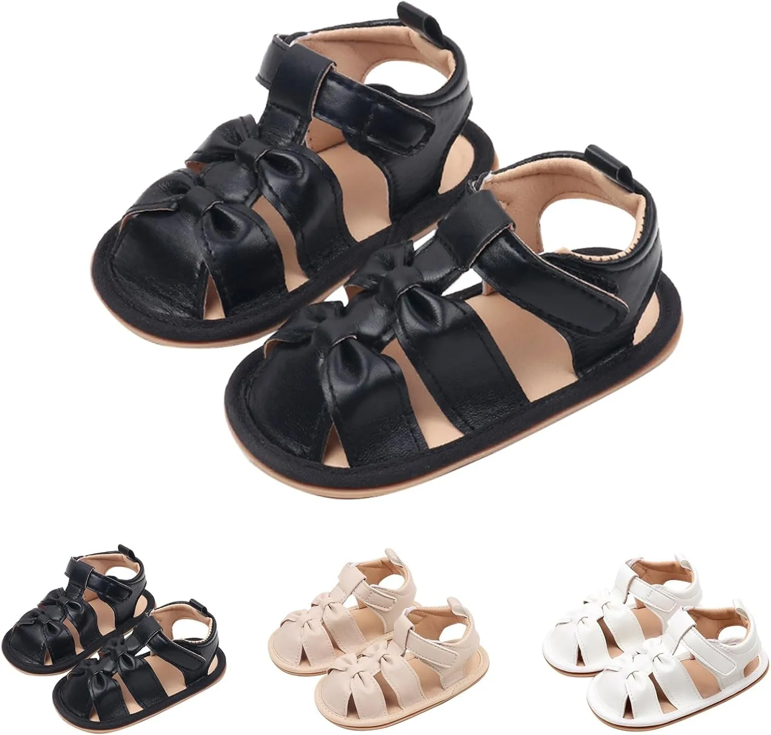 Infant Baby Girls Boys Sandals Summer Beach Outdoor Bowknot Soft Rubber Sole Toddler Dress Walking Shoes