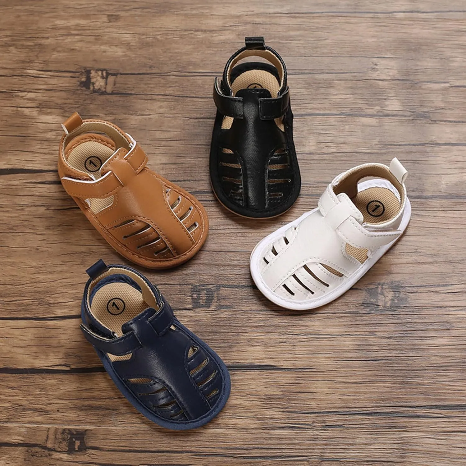 Infant Baby Girls Sandals Solid PU Leather Soft Anti-Slip Rubber Sole Toddler Breathable First Walkers Crib Shoes